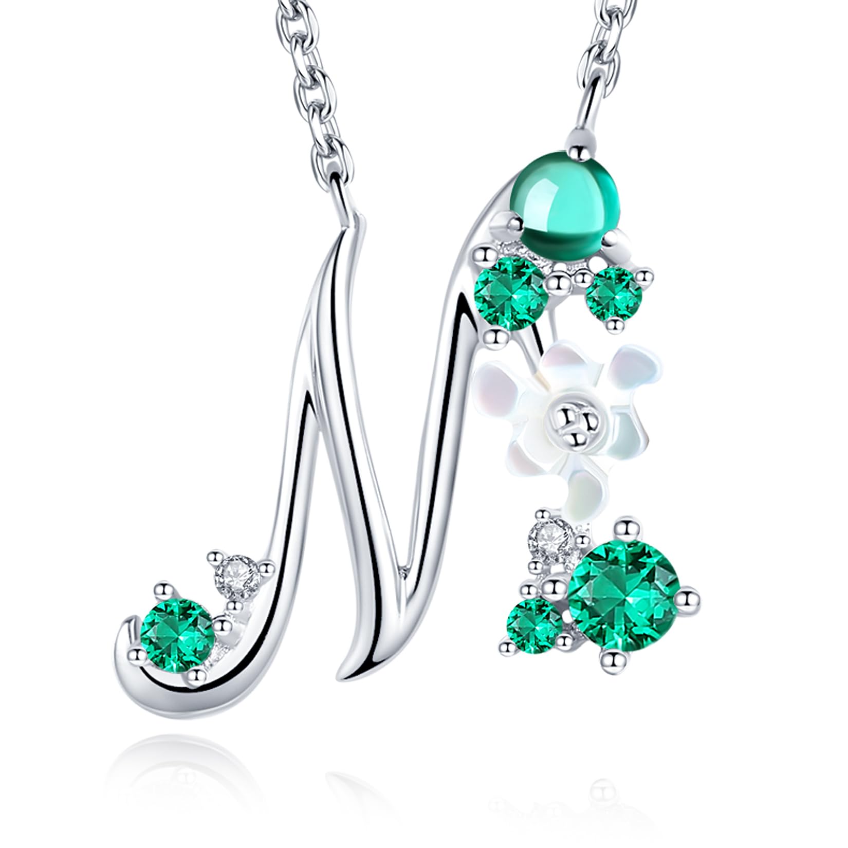 VIKI LYNN Letter M Initial Necklace 925 Sterling Silver Cubic Zirconia Personalised Alphabet Charm Pendant Necklace for Girls