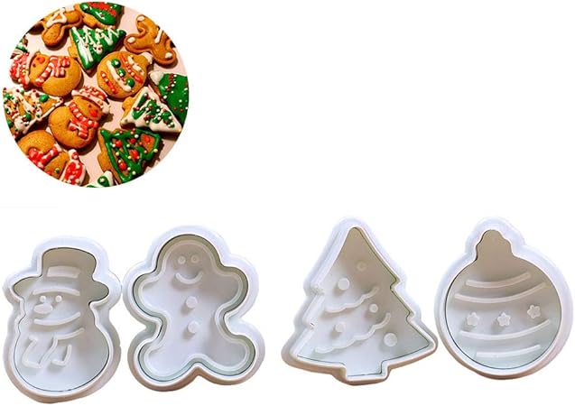Stampini Per Biscotti Di Natale.Haplws Stampi Per Biscotti Di Natale Stampo Per Biscotti Stampo Per Biscotti 3d Stampo Per Tuffi A Molla Stampo Per Compressione Stampi Per Cottura Fai Da Te 4pz Amazon It Casa E Cucina
