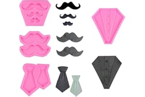 Rolin Roly 4 Pcs Beard Fondant Molds Tie Chocolate Mold Candy Chocolate Silicone Molds Polymer Clay Mould Mini Cake Molds for