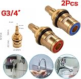 FiTspi 2Pcs 3/4 Inch Bath Tap Cartridges Quarter Turn Replacement view 2