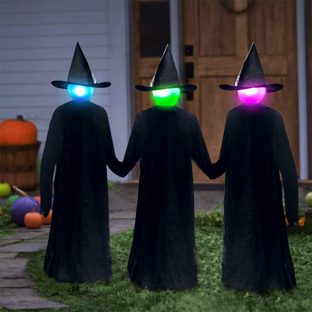 Halloween Visiting Luminous Witches with Stakes Outdoor