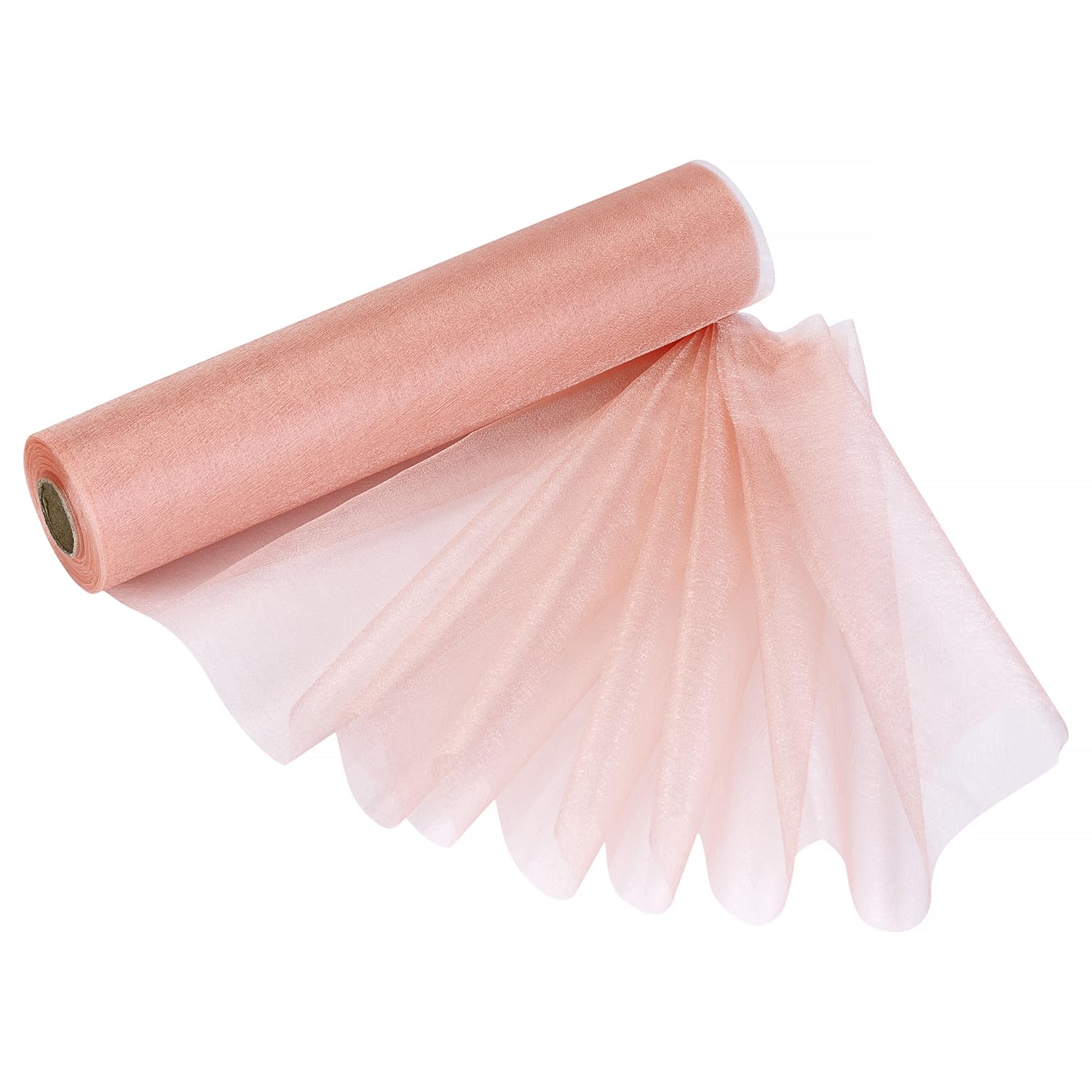 Trimming Shop Organza Roll Snow Sheer Glitter Fabric 25m x 29cm for Wedding Venue, Chair Bow Sash, Table Runner, Christmas Event, Party Decoration, DIY Craft Projects, Peach#