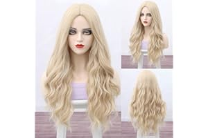 MUPUL Long Blonde Wig Wavy,Long Blonde Curly Wig Cosplay,Halloween Costume Wigs For Women