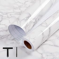 practicalWs White/Grey Marble Contact Paper 17.7" x