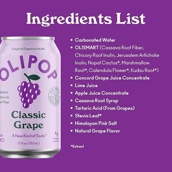 OLIPOP CLASSIC GRAPE PREBIOTIC SODA SGL, 12 FZ
