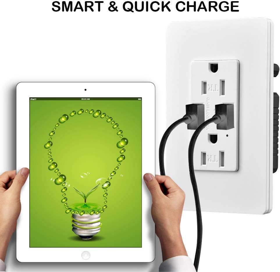 USB Outlet, 5 Pack 15 Amp Tamper Resistant Wall Outlet with Dual 4.2A High-Speed Charging USB Port, Double Wall Panel Included, UL Listed, White: Home Improvement