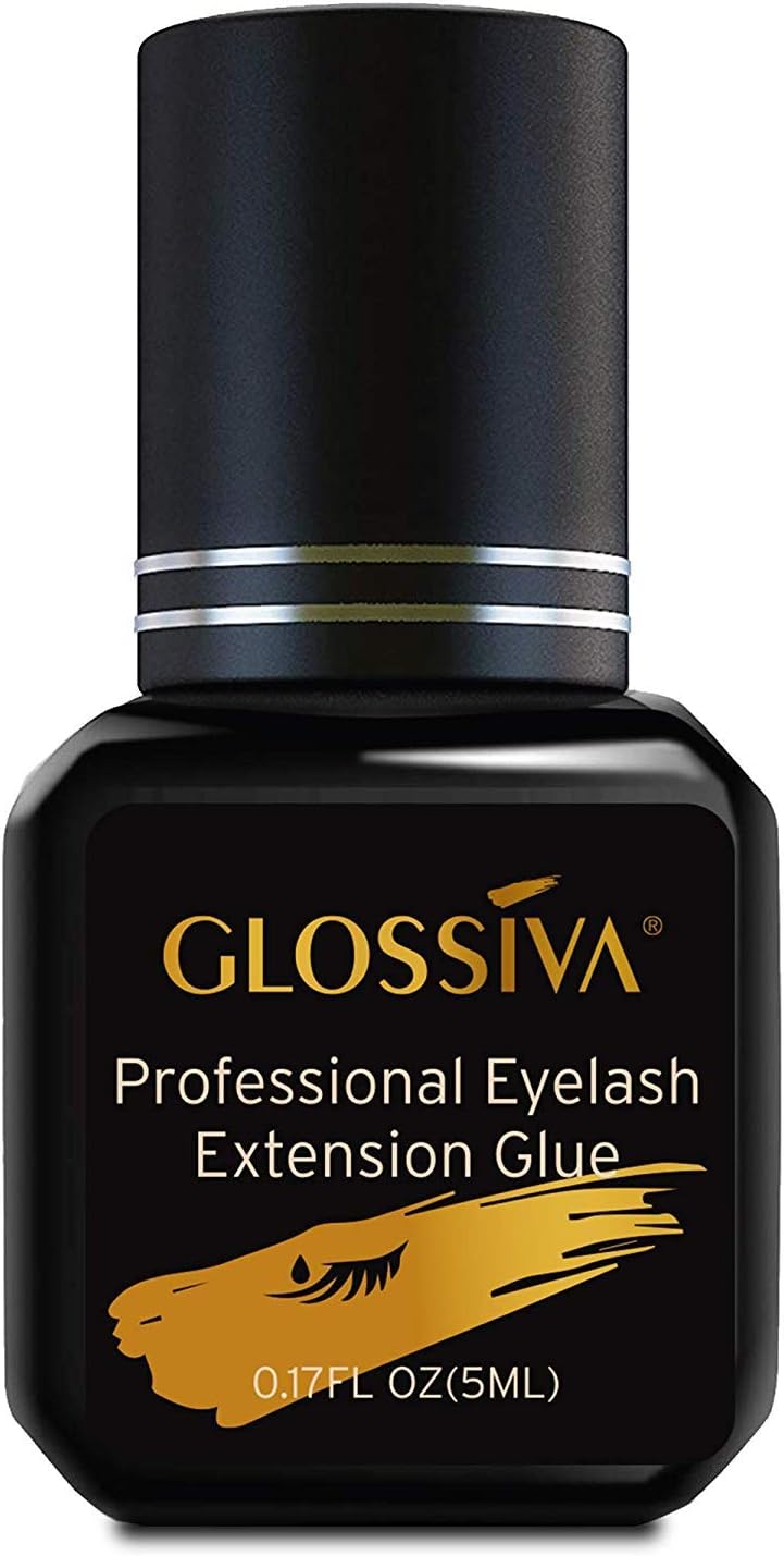 Glossiva EXTRA POWER Eyelash Extension Glue - Performance Glue | 1 Sec Dry Time | 6-8 Weeks Retention | Black Adhesive Supplies for Professional Use (5ml)