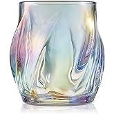ANBFF Whiskey Glasses Set of 2, Colorful Rock Glass, 8.5 OZ Drinking Glasses, Creative Twisted Crystal Old Fashioned Tumbler for Bourbon, Scotch, Cocktail, Tequila, Wine, Rum