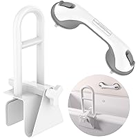 Munzong Adjustable Bathtub Safety Rail, 17x6 Inch Tub Side Handle with Suction Cups & Stainless Steel Shower Grab Bar for Sen