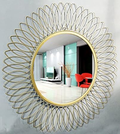 Furnish Craft Beautiful Modern Designed Sunflower Iron Decorative Wall Mirror for Living Room (28 x 28 inch)