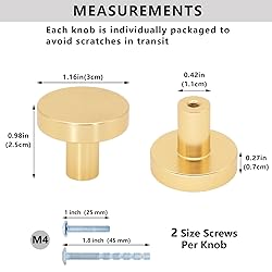 HANIHUA 30 Pack Gold Cabinet Knobs Brushed Brass