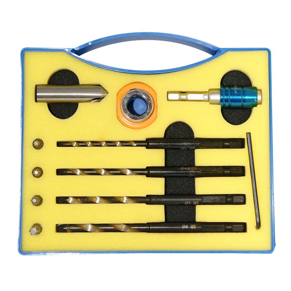 Fisch 01900007K Patio Floorboards Drill Set in Plastic Box, 0 V, Multi-Colour, 46 x 110 mm, 12-Piece