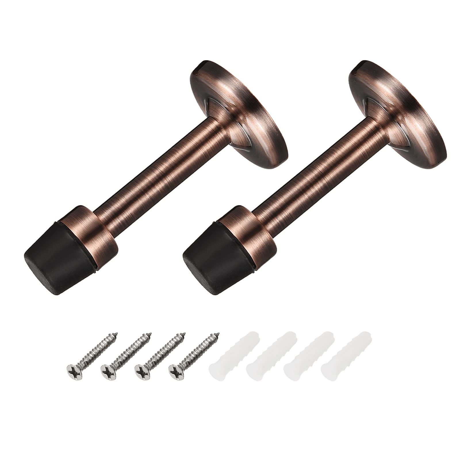 METALLIXITY Door Stop Wall Mount Door Stopper (78mm/3.07") 2pcs, Zinc Alloy Sound Dampening Door Stoppers with Screws - for Furniture Decor, Copper Tone