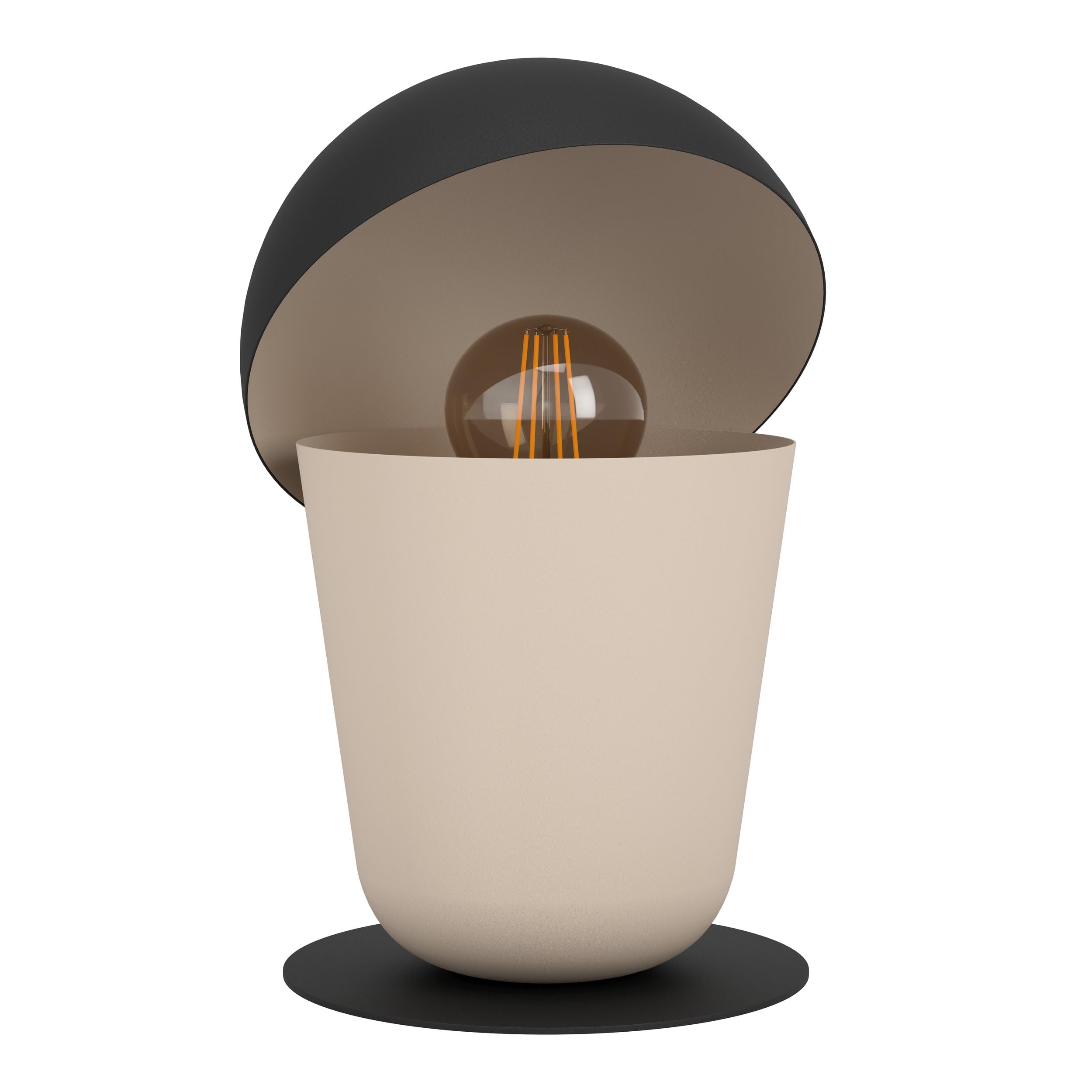 Eglo Bedside lamp Batabano, Unusual Side Table Light, Decorative Living Room and Bedroom Lighting Made of Sand Coloured and Black Metal, E27 Socket