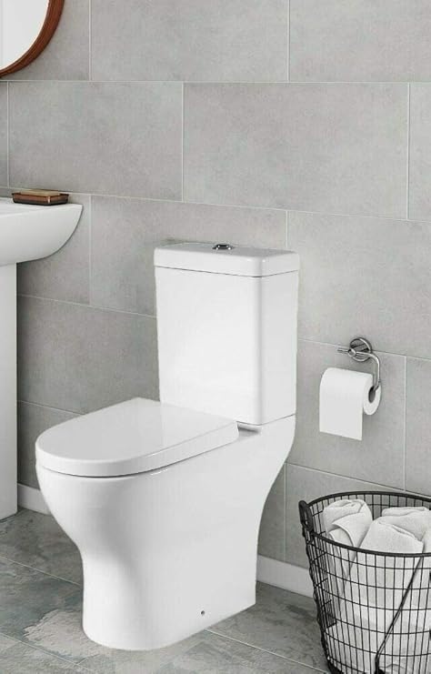 Sorrento Bathrooms Toilet Close Coupled Wc White Ceramic Soft Close Seat Modern Design Projection Amazon Co Uk Kitchen Home