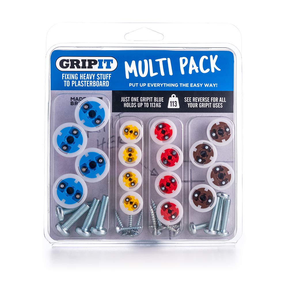 Gripit Mixed Plasterboard Fixing Kit Supports Heavy Loads on Plasterboard Walls Up To 113kg