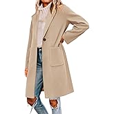 Tankaneo Womens Pea Coat Notched Lapel Single Breasted Long Jacket Winter Casual Trench Coat Outerwear