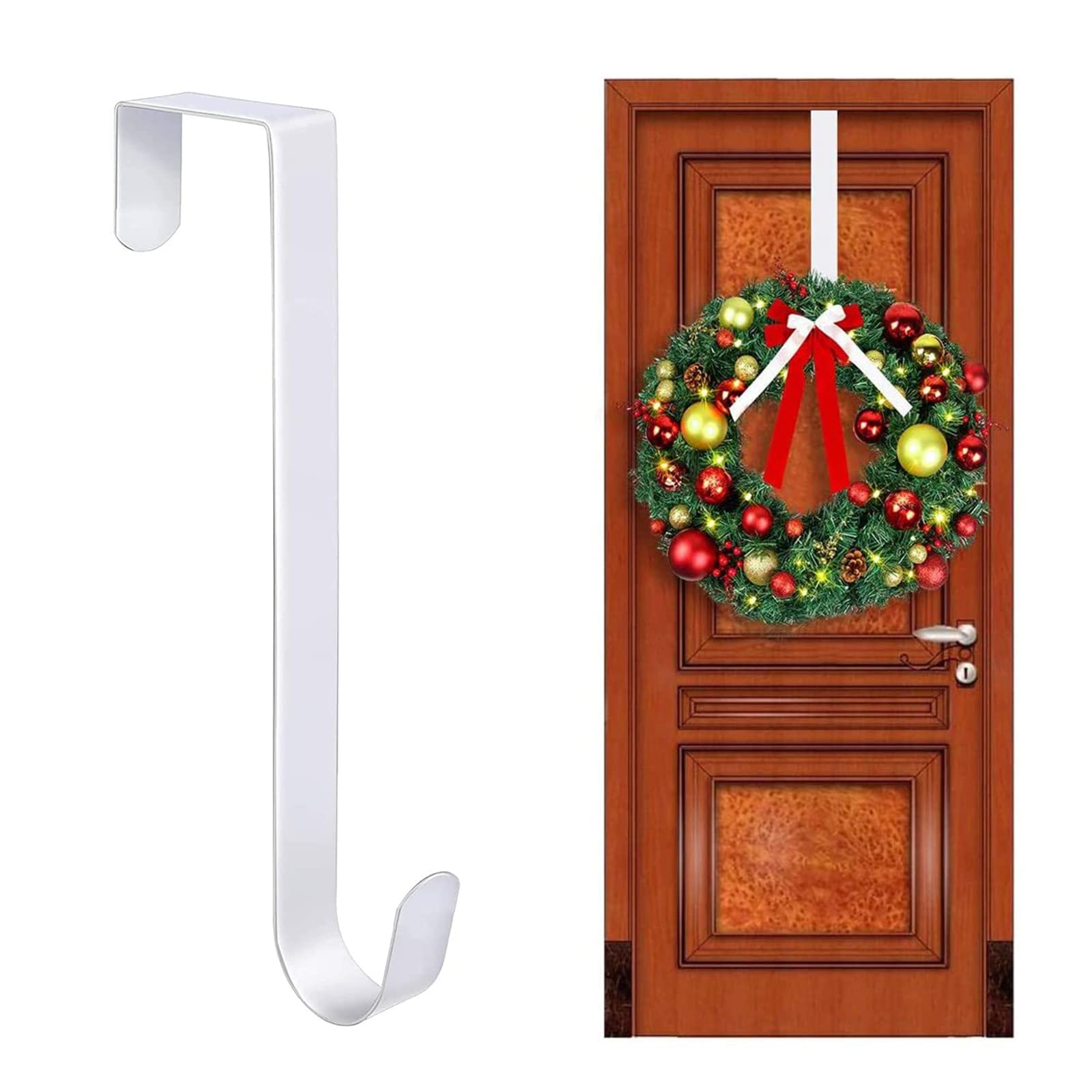 Aivoya 15" Wreath Hanger for Front Door Christmas Decoration Metal Over The Door Single Hook-Wreath Hanger Over The Door