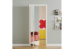 SOLRIG Bifold Doors, Interior Mirror Closet Doors with Hardware Kit, 1-Lite Mirror Aluminum Alloy Folding Door, Perfect for 30'' x 80'' Openings, Bi fold Door for Closet, Bedroom, Silver