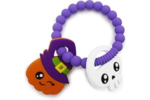 BIGSPINACH Big Spinach Pumpkin Teether Cute Ghouls Ring Teething Toy and Blind Box Silicone Baby Teether Toy,Girl or Boy Halloween Teether,Nightmare Before Christmas Gifts (2PC)