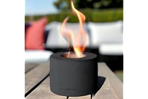Colsen Tabletop Ethanol Fireplace Indoor Outdoor Fire Pit Portable Fire Concrete Bowl Pot Fireplace (Black)