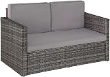 EVRE Love Bed Rattan Garden Furniture Set Grey with Cushions view 5