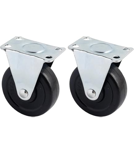 Rigid Non-Swivel Small 1 Inch PVC Plastic Caster Wheels, Plate Mounted With Screws, 4Pcs