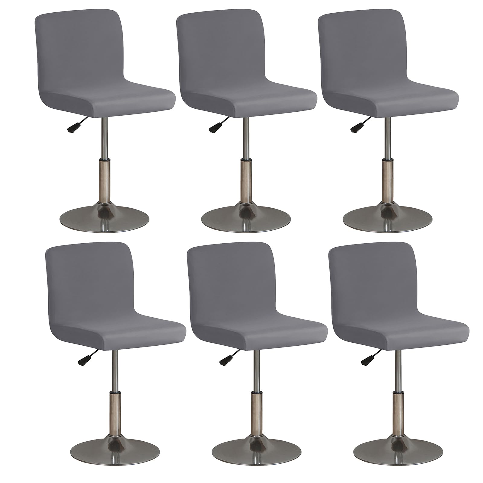 MeYuxg Bar Stool Covers with Backs,6 Pack Stretch Washable Bar Stool Chair Covers,Square Seat Stool Covers for Swivel Chair Dining Chair Counter Stool Pub Chair, Furniture Chair Cover-Gery