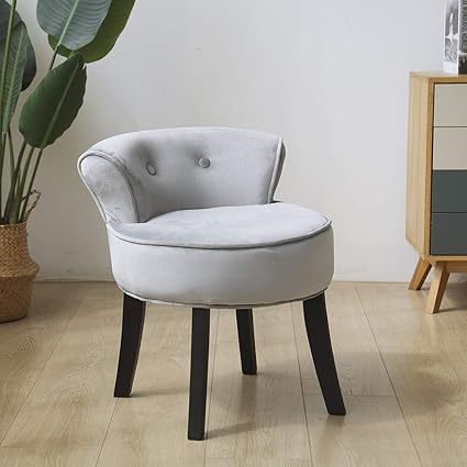 Vanity Stool Bedroom Dressing Chair With A Comfortable Seat And Wood Legs At Living Room Bedroom Reception Grey