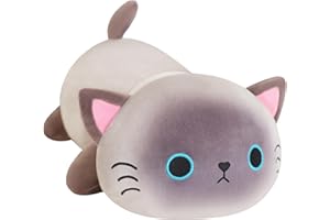 SQEQE Weighted Siamese Cat Stuffed Animals, Weighted Siamese Cat Plush, Cute Plushies Toy Gift for Kids Adults (9.8 Inch, 0.8