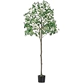 Artificial Eucalyptus Tree,6Ft Tall Fake Potted Tree Faux Eucalyptus Tree with Plastic Nursery Pot, Artificial Plants for Home Office Indoor Decor