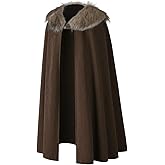 Viking Cloak Shoulder Cape with Fur - Medieval Long Cape Mens, King Costume for Halloween, LARP Cosplay