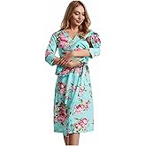Galabloomer Maternity Robe and Baby Receiving Blanket, Matching Mommy Labor Delivery Robe and Swaddle Set