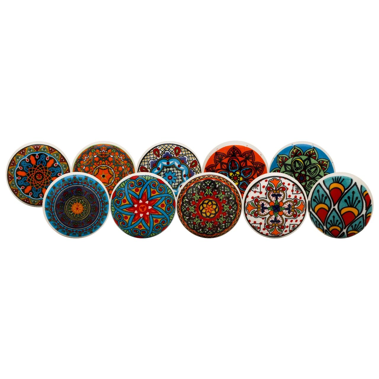 Craft Trade Knobs for Cabinets and Drawers Assorted Red Mandala Knobs Vintage Ceramic Door Knobs Mandala Kitchen Furniture Pull Handles Cabinets Cupboard for Wardrobe Home Interior Décor-Pack of 10 — image 1