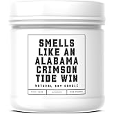 Smells Like an Alabama Crimson Tide Win - Scented Soy Wax Candle (8.0 oz) 50-60 Hour Burn Time, Cotton Wick, Frosted White Glass Jar (Vanilla)