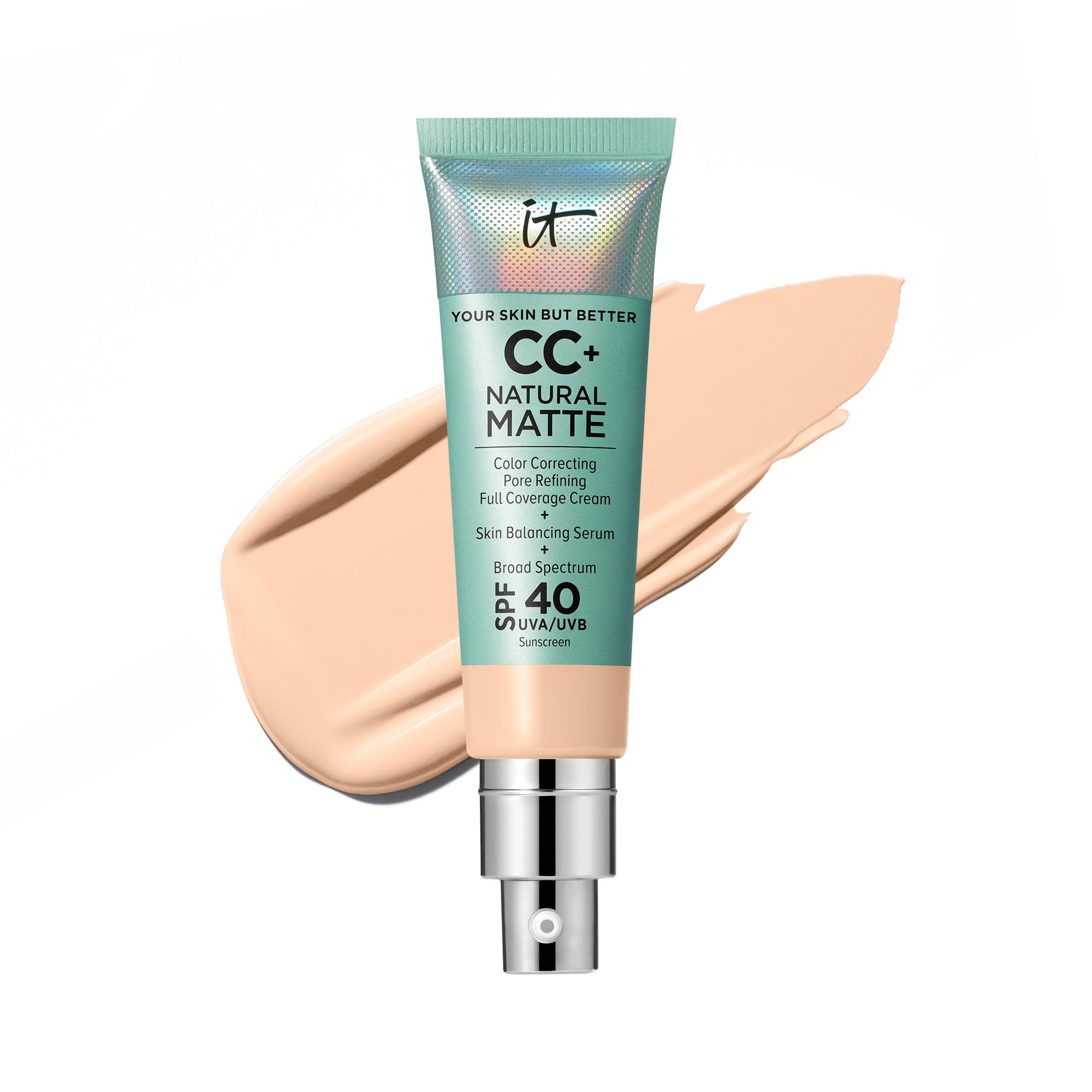 Photo 1 of IT Cosmetics CC+ Cream Natural Matte (Fair Beige) - Poreless Full Coverage Foundation With SPF 40, 16HR Shine Control, Color-Corrector, Skin-Balancing Serum, Noncomedogenic - 1.08 fl oz