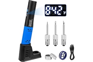 ELMCONFIG Cordless Soldering Iron Kit, LDE Digital Display 1500mAh USB Rechargeable Soldering Iron for Small Soldering Projects, Home Appliance Repair, DIY