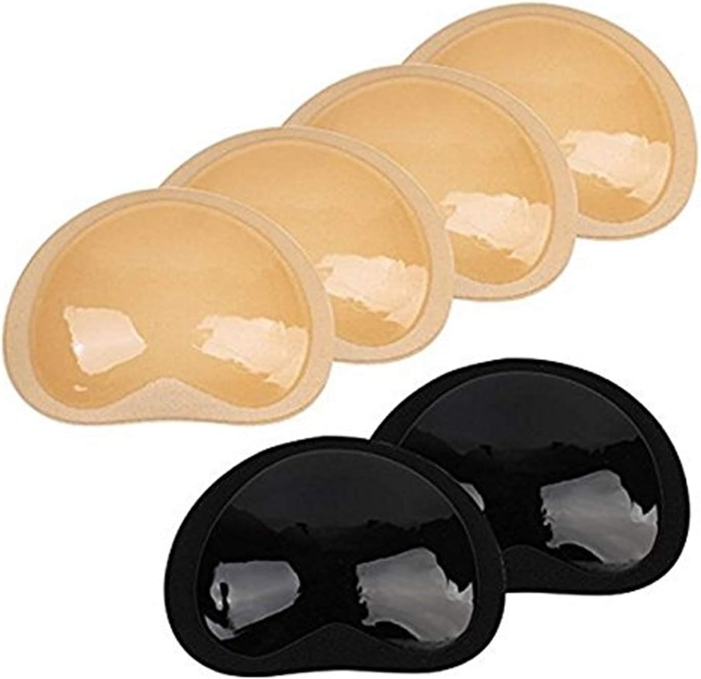 Silicone Self Adhesive Bra Pads Breathable Removable Push Up Sticky Bras, universal, Beige&black