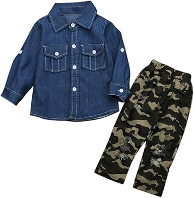 denim shirt camo pants