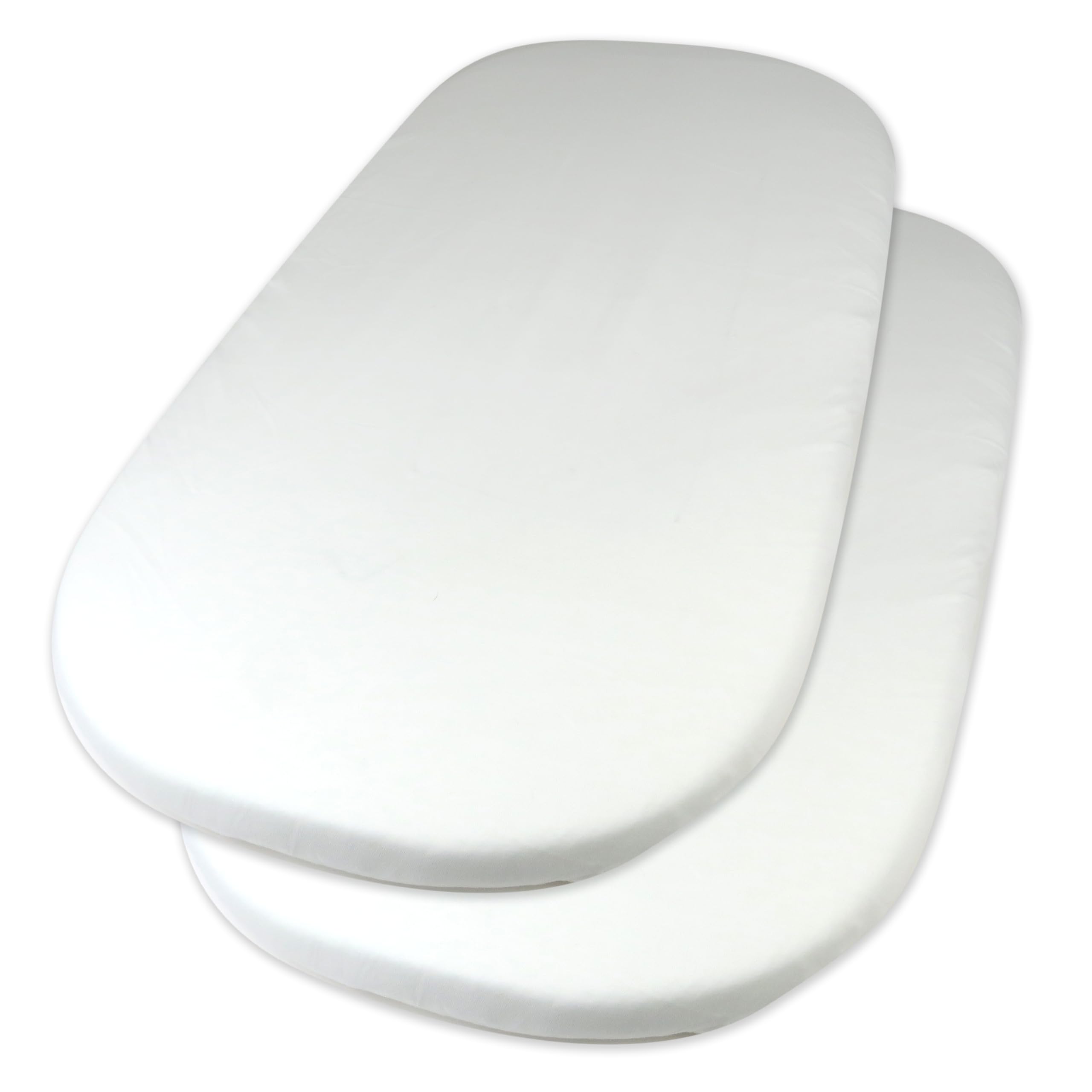 Photo 1 of HonestBaby 2-Pack Organic Cotton Fitted Bassinet Sheet, White, One Size