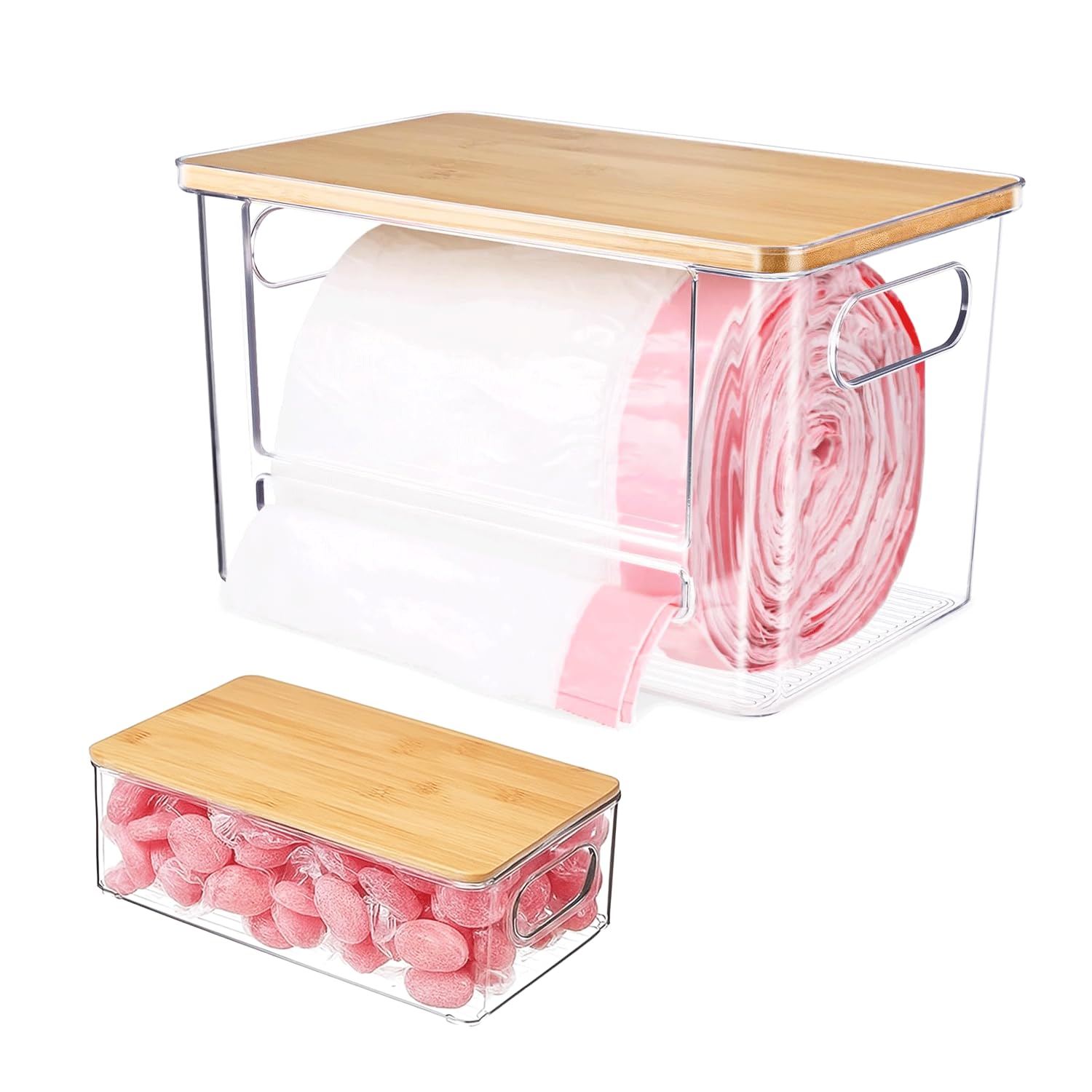 Photo 1 of 2 Pack Trash Bag Holder Dispenser for Kitchen, Laundry Room Trash Bag Holder, Acrylic Trash Bag Dispenser Extra Large for Kitchen, Laundry Room Under Sink Organization and Storage