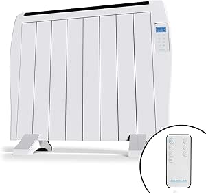 Cecotec Radiador Eléctrico Bajo Consumo Ready Warm 1800 Thermal 8 Elementos, 1200W, De pared o pie, 3 Modos, Temporizador, Mando a Distancia, Pantalla ...
