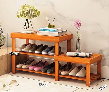 Xiejia Natural Bamboo Shoe Rack Foyer Unit Shelf Simple Storage
