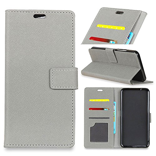 Xiaomi Mi 8 Case, Premium PU Leather Wallet Case TPU Inner Credit Card Holders Flip Folio Shockproof Stand Cover For - Grey