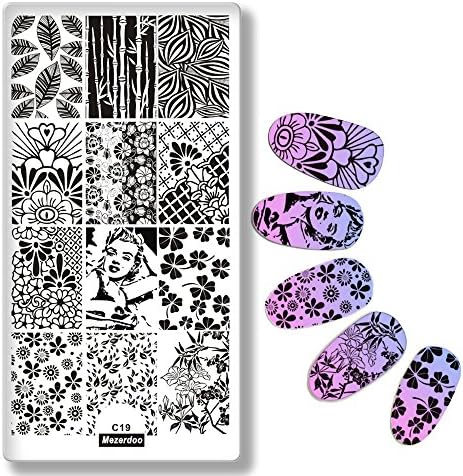 1 pc Nail Art Stamping Plates Set Bamboo Lace Flowers Christmas Designs Polish Stamp New Arrival Templates Manicure Deco