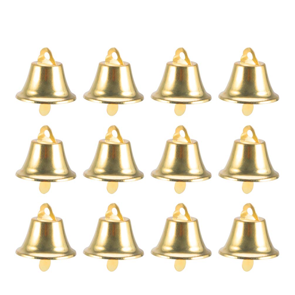 Amosfun 100pcs Christmas Jingle Bells Ornament for Tree Decoration, 14mm Miniature Bells for DIY Craft, Christmas Party Supplies