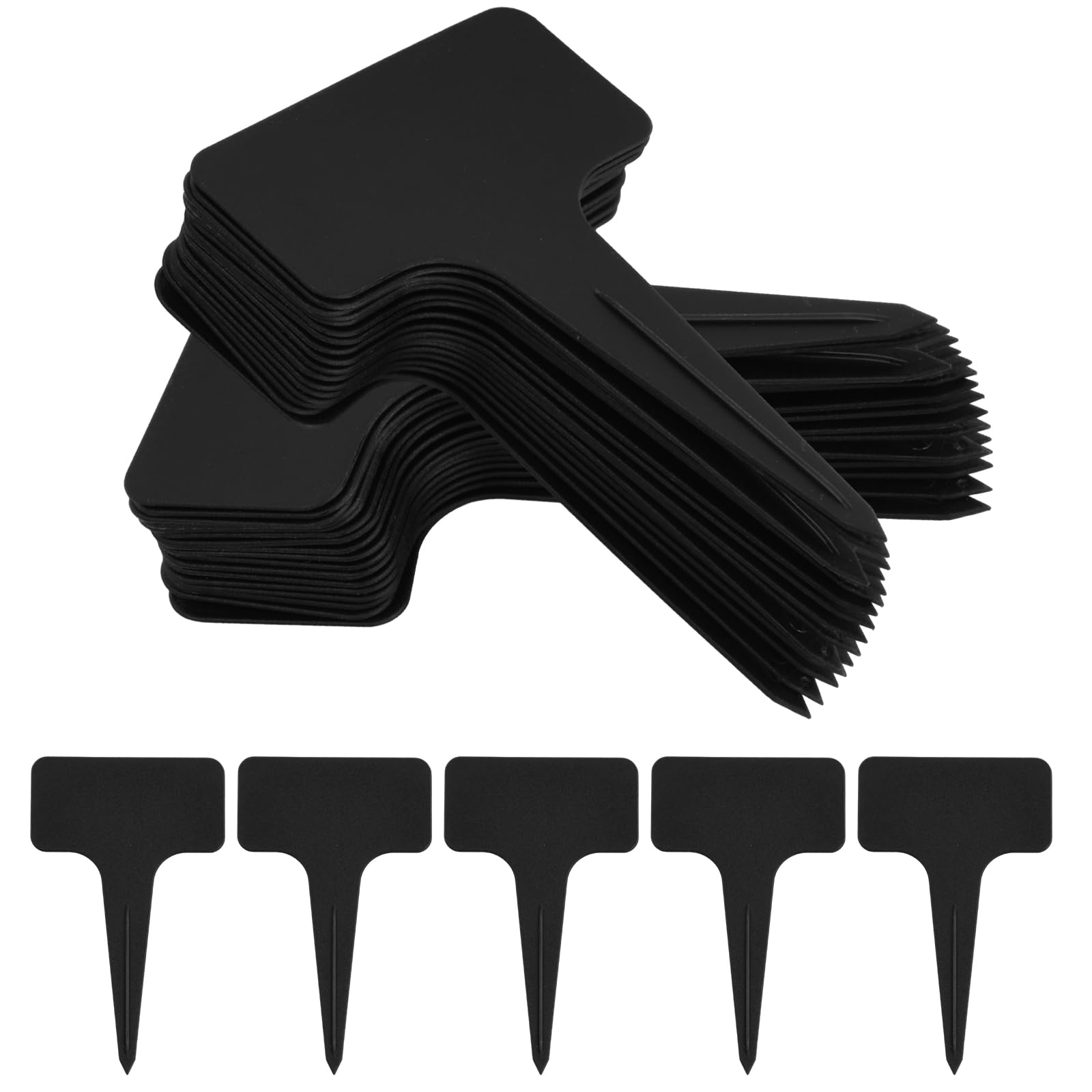Hanunalir 100 Pcs Black Plant Labels, T-Shape Garden Markers, Reusable PVC Plastic Plant Tags for Outdoor Plants, Herbs, Flowers