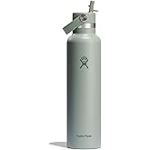 Hydro Flask Water Bottle - Insulated Stainless Steel - Straw Lid, Non Spill, Leakproof 24 Oz Agave Green
