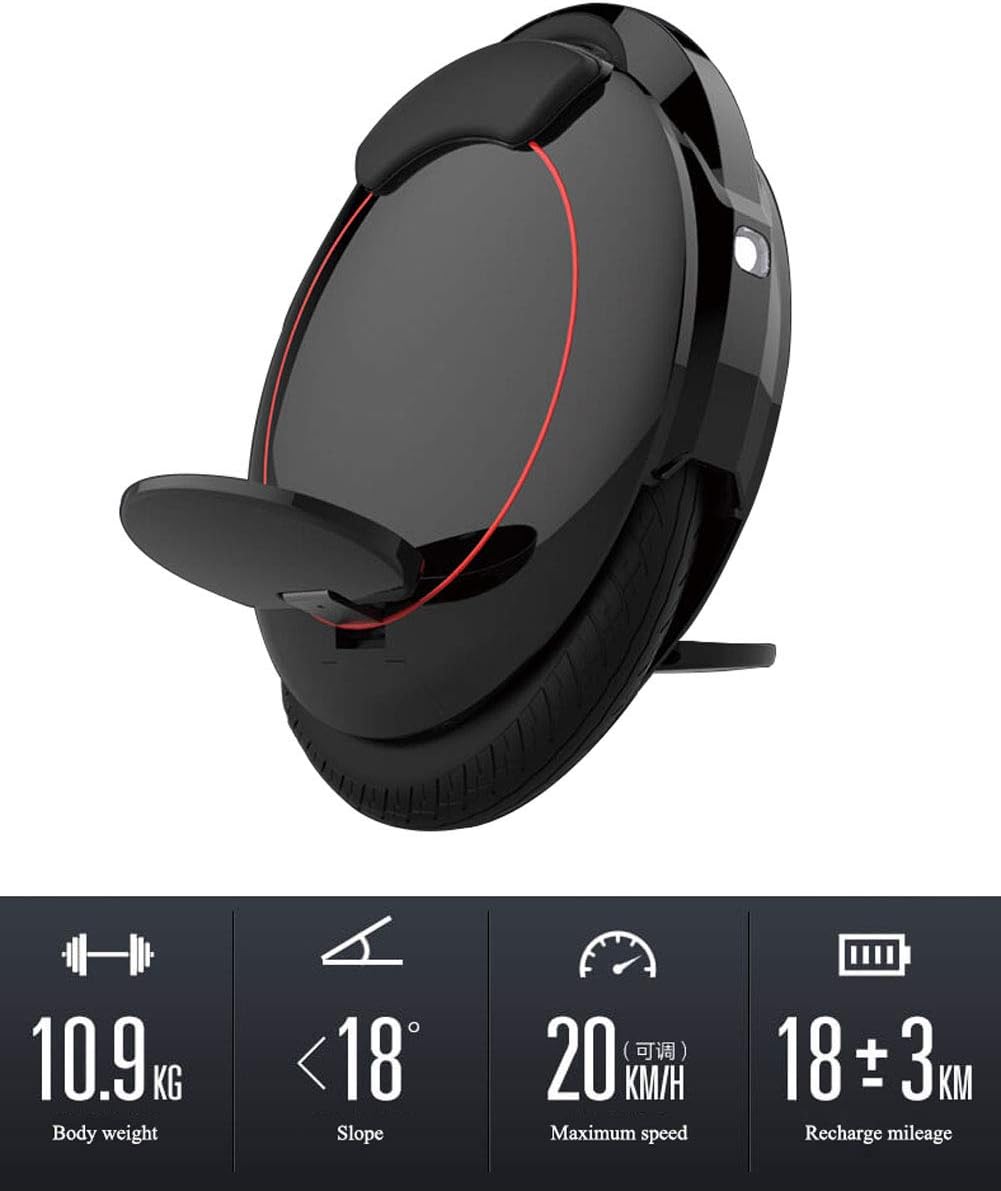 ZKORN Electric Unicycle Balance Car, Electric mobility Adult Single-Wheeled Commuter Off-Road Scooter sense intelligent drift balance car with LED light, Black