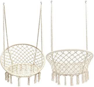 Taisheng - Hamaca Redonda Portátil con Cuerda para Colgar macramé